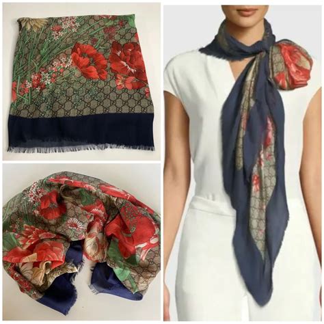 gucci spring bouquet scarf|Gucci Spring Bouquet Modal Silk Scarf Shawl 130x130 Made in .